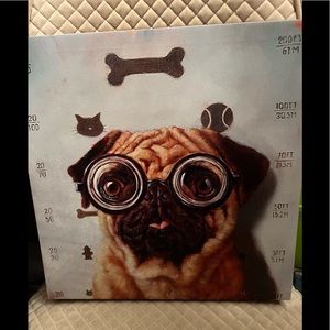 Canvas Pug in Glasses Wall Art 14 x 14